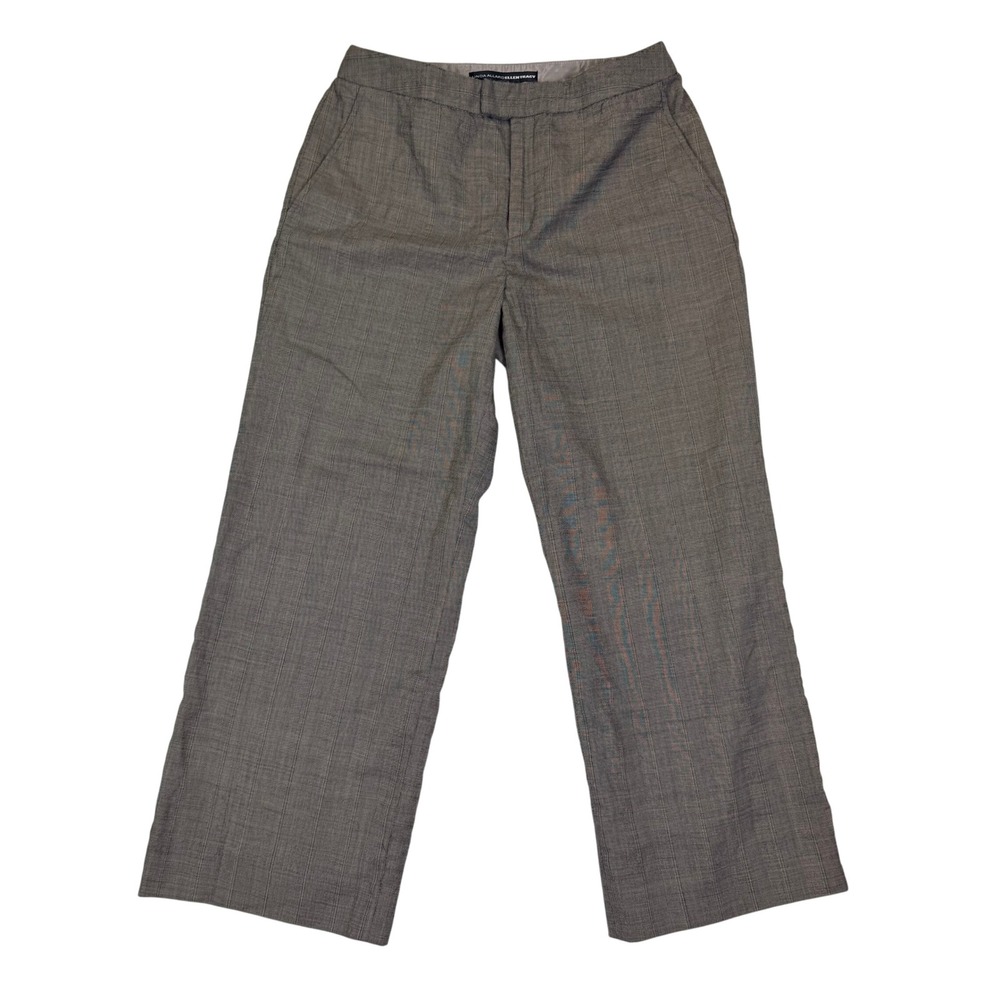 Linda Allard Ellen Tracy Grey Glen Plaid Wool Wide Leg Trousers Wmns P10 VTG